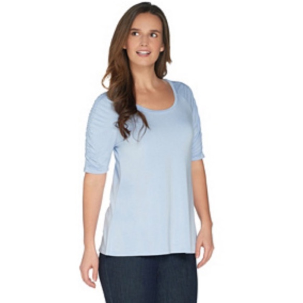 H by Halston Elbow Sleeve Ruched Top size XL
